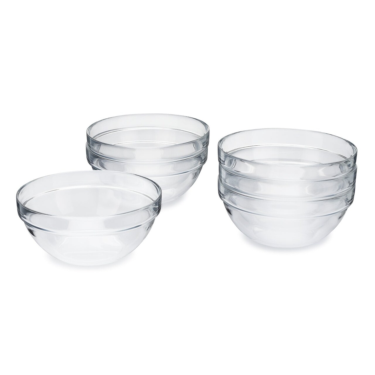 Glass Mixing Bowl Ingredient Prep Set - 6.5 Inch Diameter, Set of 6